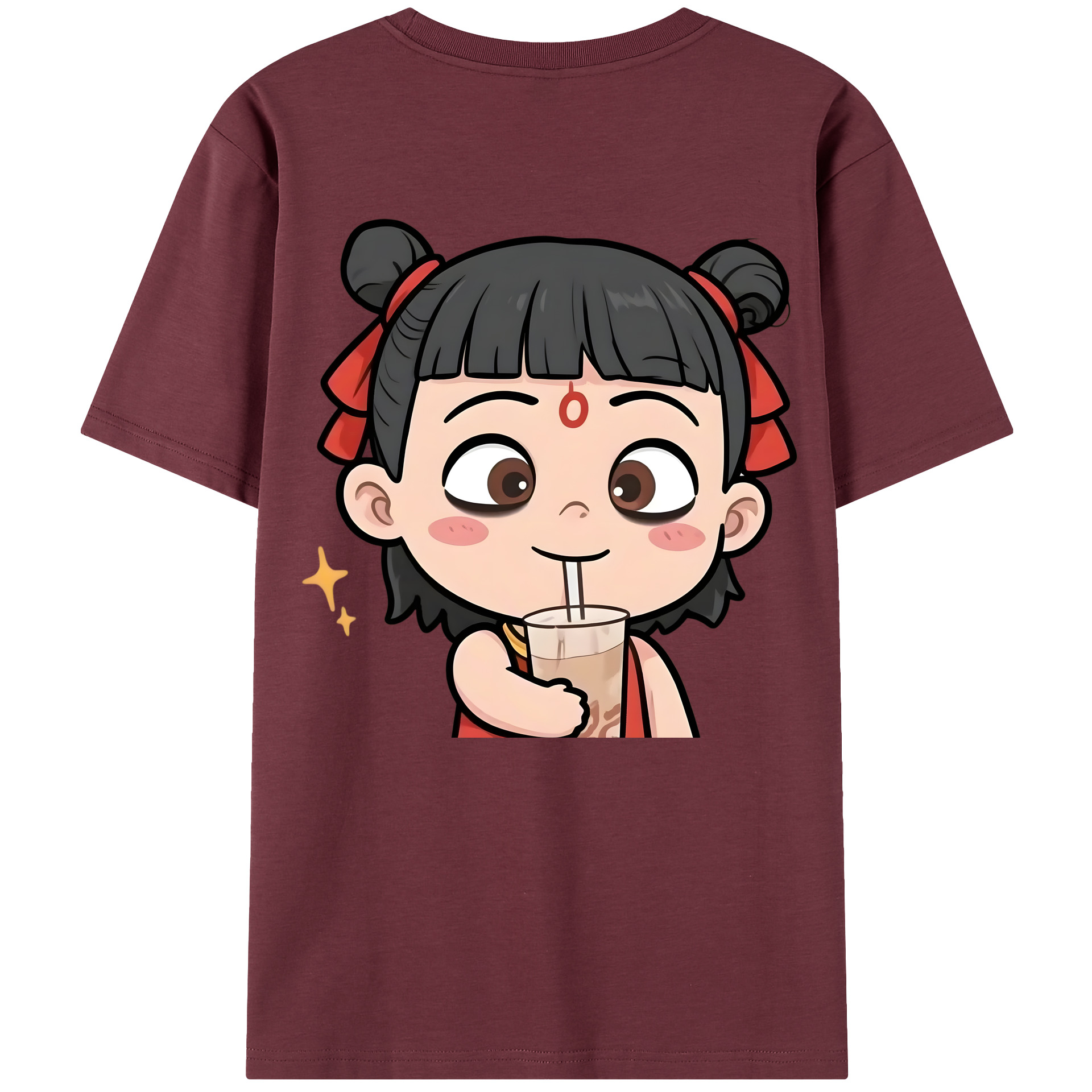 （画像用） Ne Zha 2 ナタ 魔童の大暴れ 綿100％半袖Tシャツ（背面プリント）